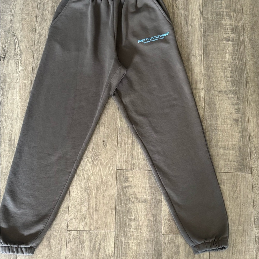 PrettyLittleThing Charcoal Joggers with Blue Logo